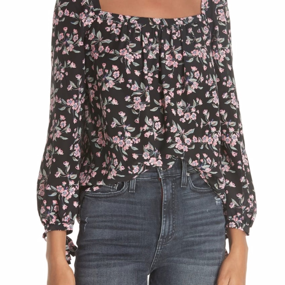 REBECCA TAYLOR Black Floral Tilda Long Sleeve, XL